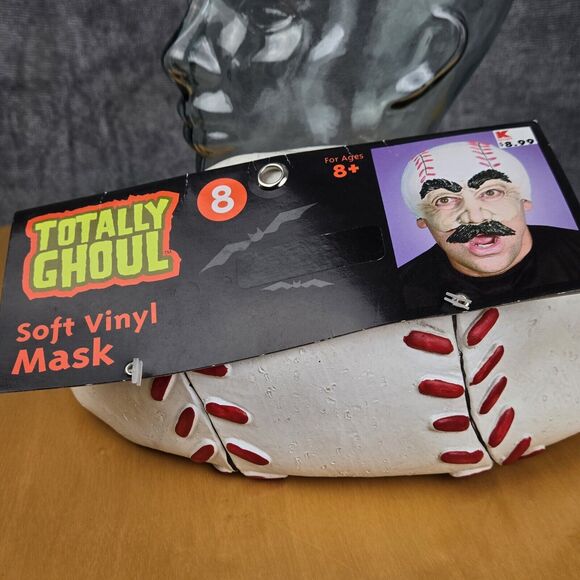 Vintage Halloween Baseball Head Guy Half Mask Vinyl Mustache Seasons for Kmart - Picture 12 of 14